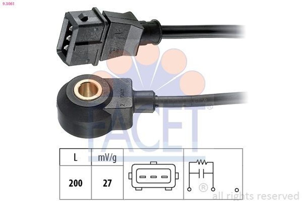FACET Klopfsensor 9.3061 für FIAT BARCHETTA (183) 200mm