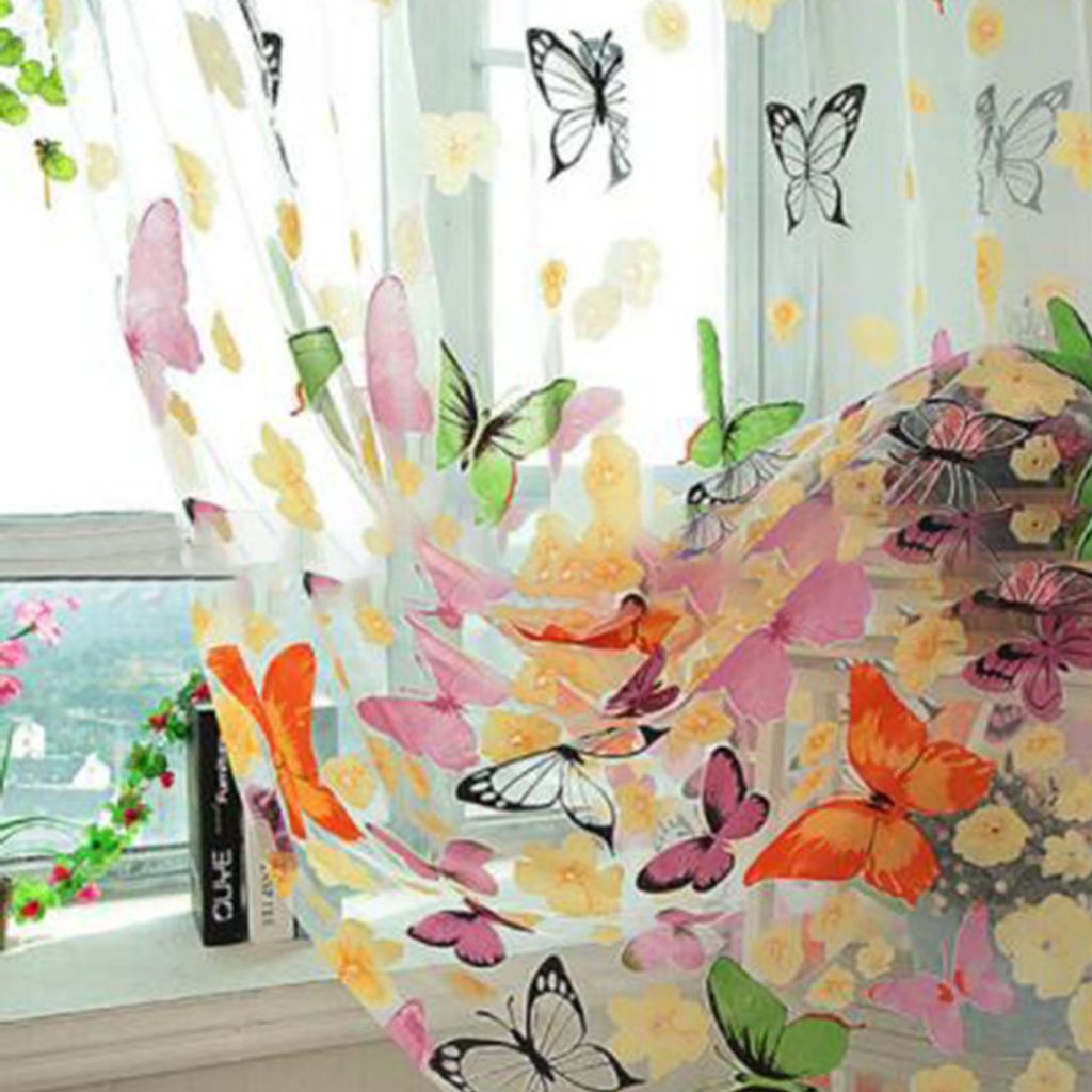 Schmetterling Fenstervorhang Gardine Wohnzimmer Schlafzimmer Dekoration, 