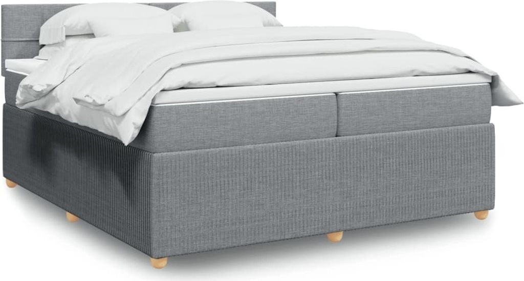Maison Exclusive - Boxspringbett mit Matratze Hellgrau 200x200 cm Stoff