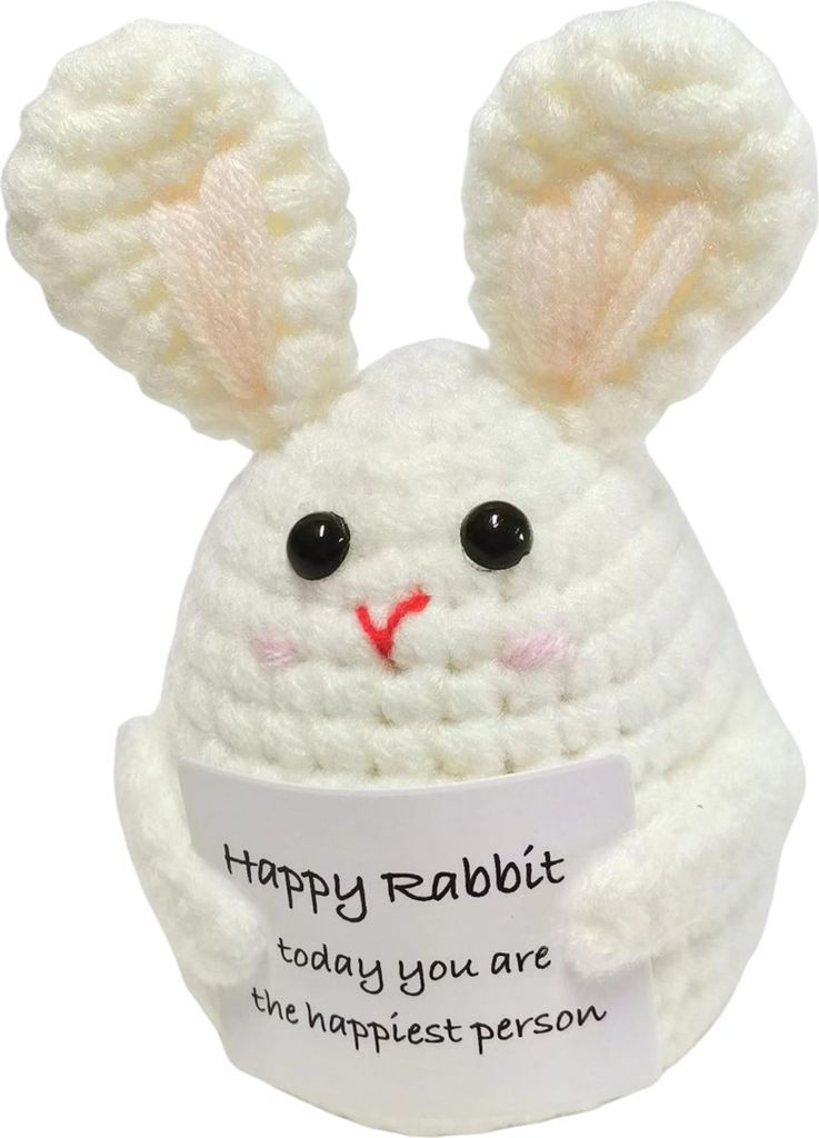 Positives gehäkeltes Tier mit ermutigender Karte, emotionale Unterstützung, Stricken, Koala, Kaninchen, Maus, Zwiebel, Blaubeere, Spielzeugpuppe,...