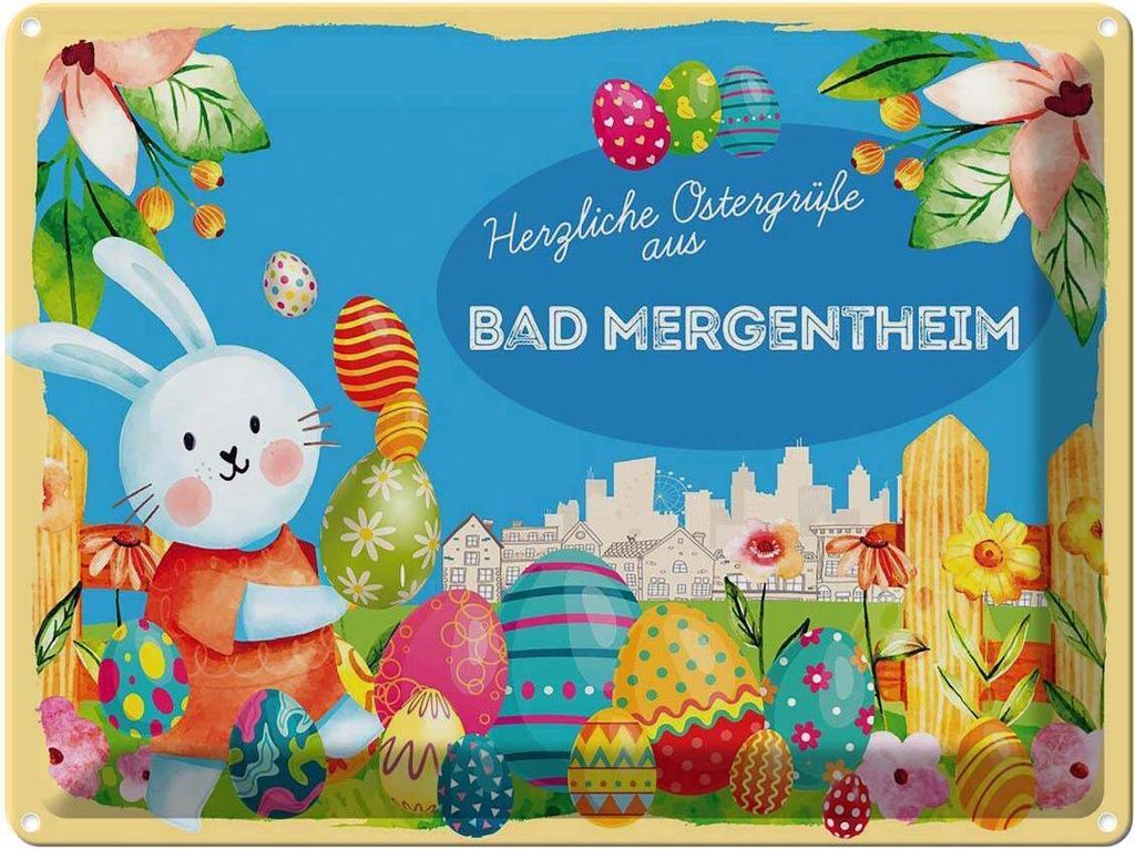 vianmo Blechschild 30x40 cm Ostern Ostergrüße BAD Produktbild 