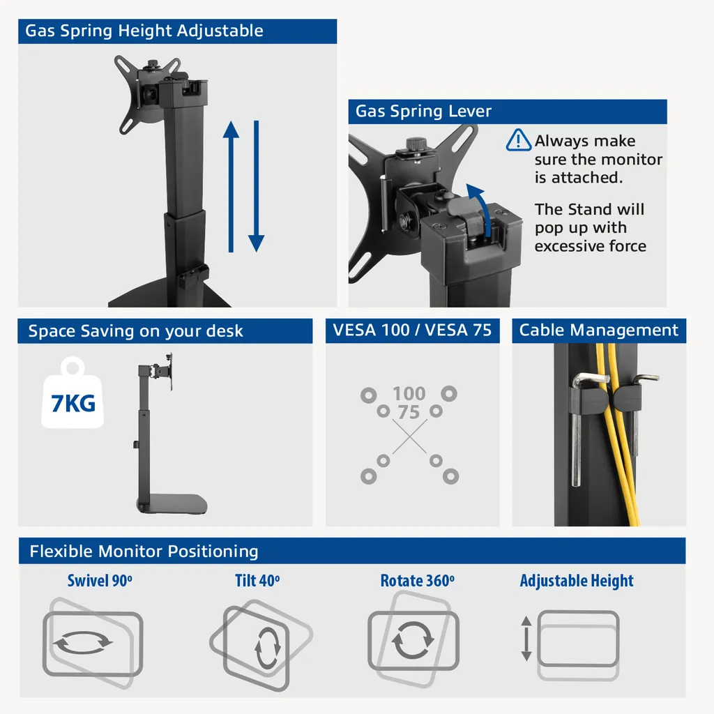 Support de table ACT AC8331 pour écran PC, idéal pour gagner de la place - 5