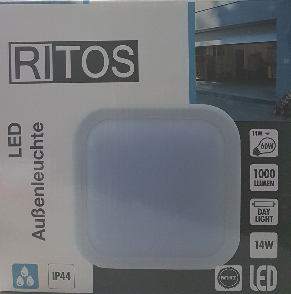 REV LED Außenleuchte 14 W eckig weiss Keller Leuchte Produktbild 