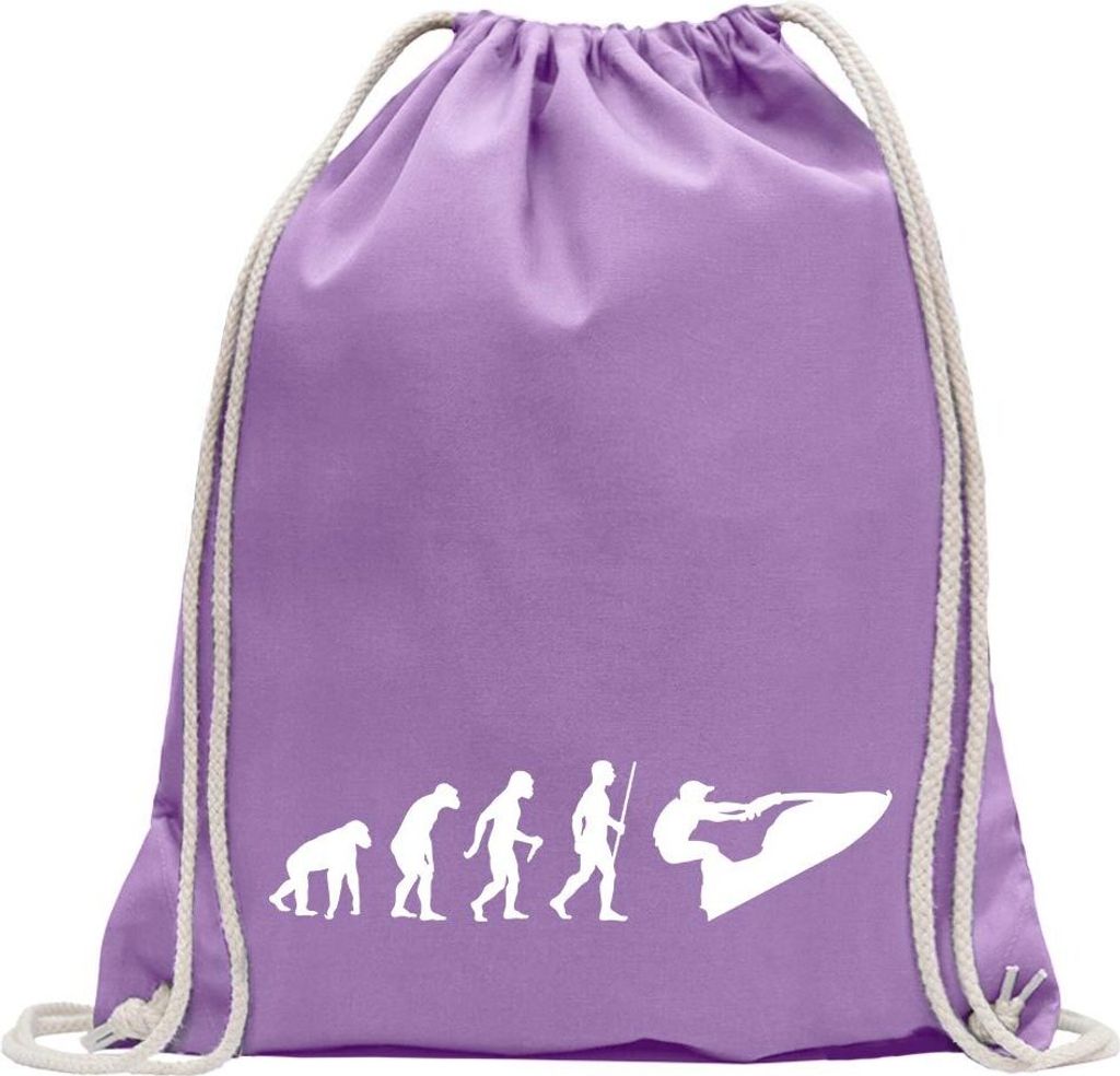 Kiwistar - Turnbeutel - lavendel - Jet-Ski Jetboot Evolution - Fun Rucksack Sport Beutel Gymsack Baumwolle mit Ziehgurt