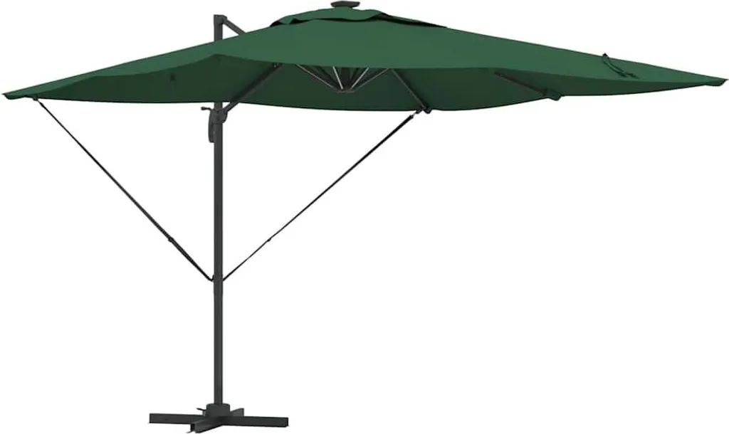Parasol aluminium vert 286 x 284 cm avec toile polyester résistante