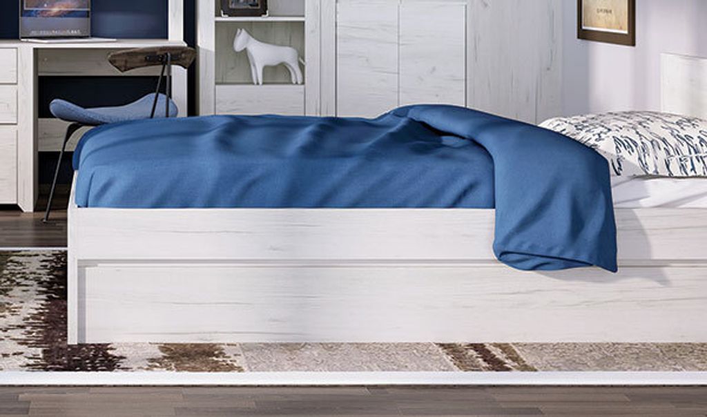 Bett Futonebett Bettgestell Jugendbett weißeiche 160x200cm