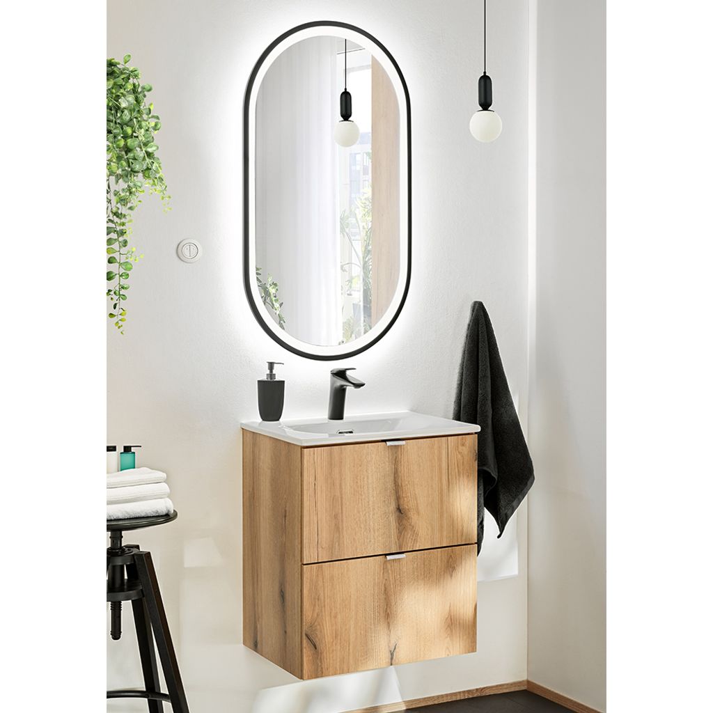 Badmöbel Set 2-teilig, 50cm Waschtisch, in Eiche, NEWPORT-56-OAK