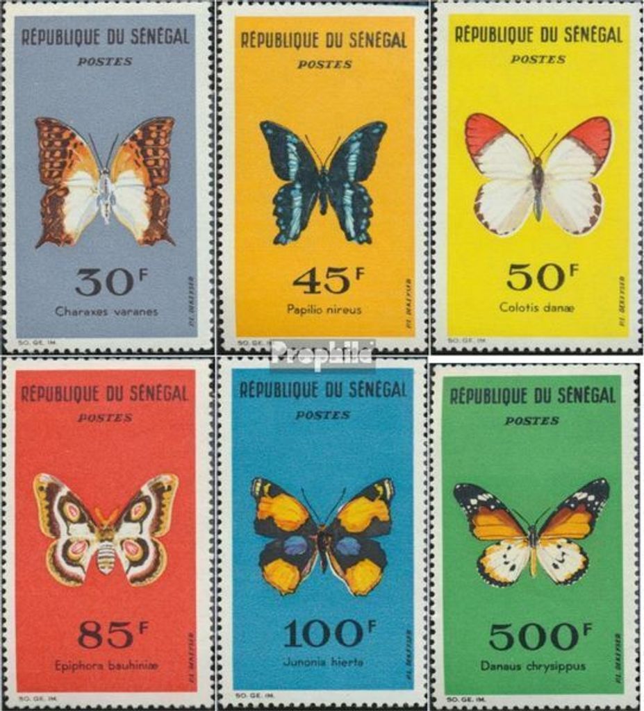 Briefmarken Senegal 1963 Mi 267-272 (kompl.Ausg.) postfrisch Schmetterlinge