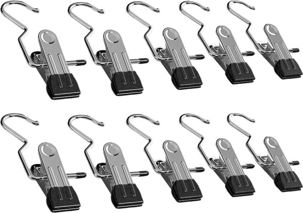 10 Stück Kleiderbügel-Clip, platzsparender Wäscheklammerhaken aus Metall, weiche Gummibeschichtung, langlebiger Clip für Kleidung, Hosen, Hüte