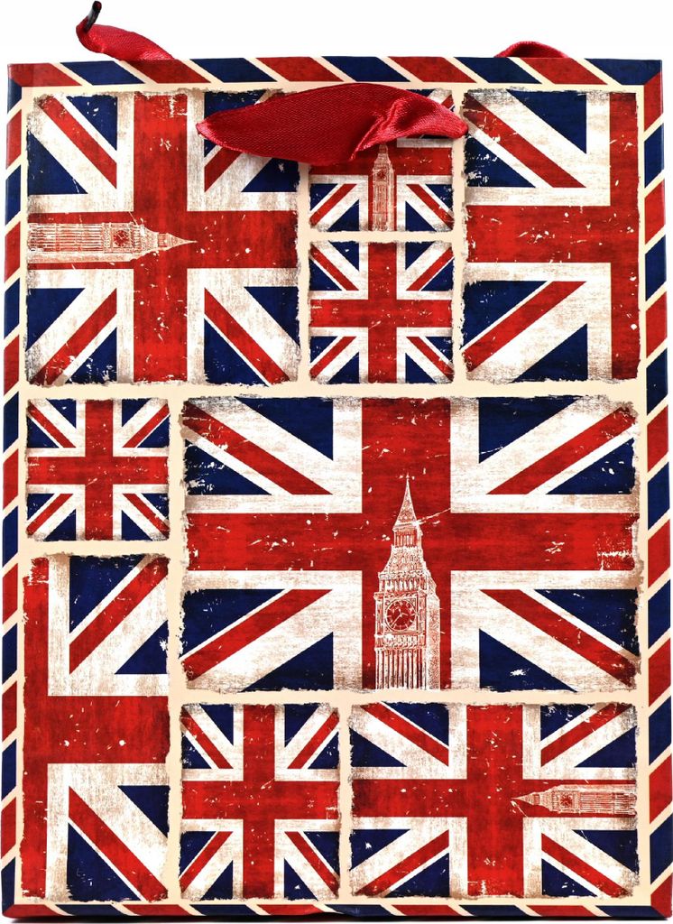 Geschenktüte Länderflaggen 18x23cm - USA UK Frankreich Italien - Papiertüte Reisen