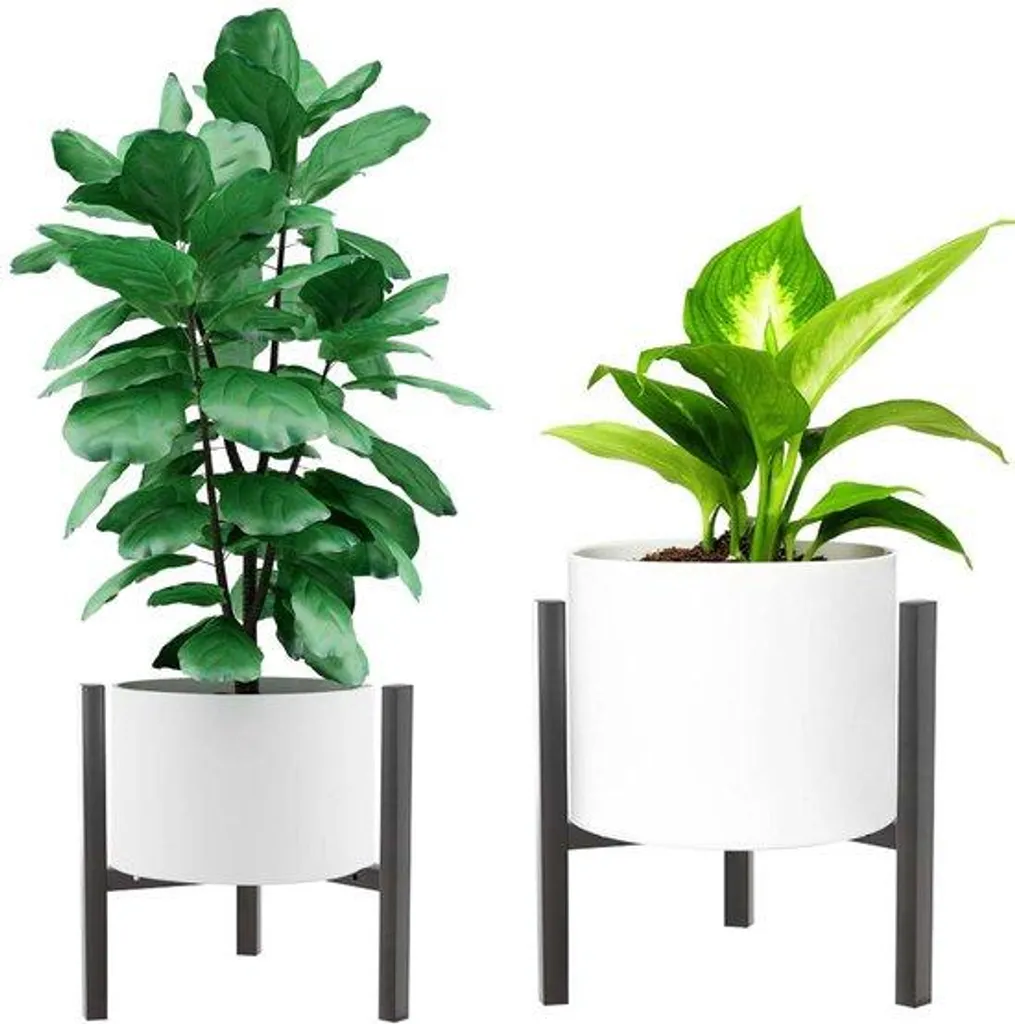 Lot de 2 étagères pour plantes en métal noir réglables 23-32 cm