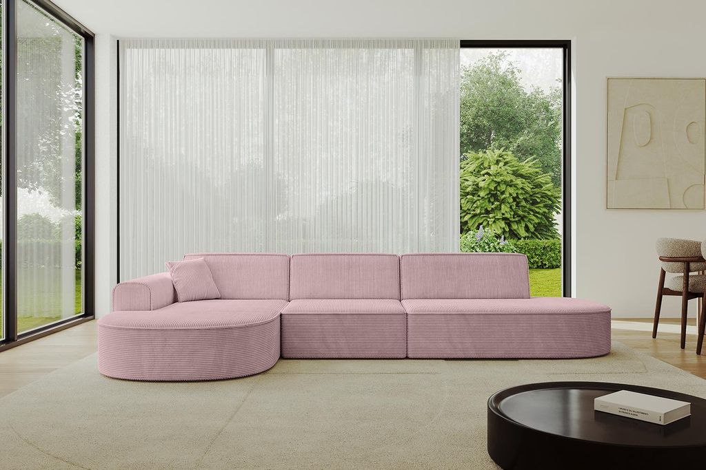 ALTDECOR Ecksofa in L-Form MARI-L2 - 328x171x79,5 cm Rosa - Corner Sofa Bett Eckcouch Couch Wohnlandschaft Cauchsofa
