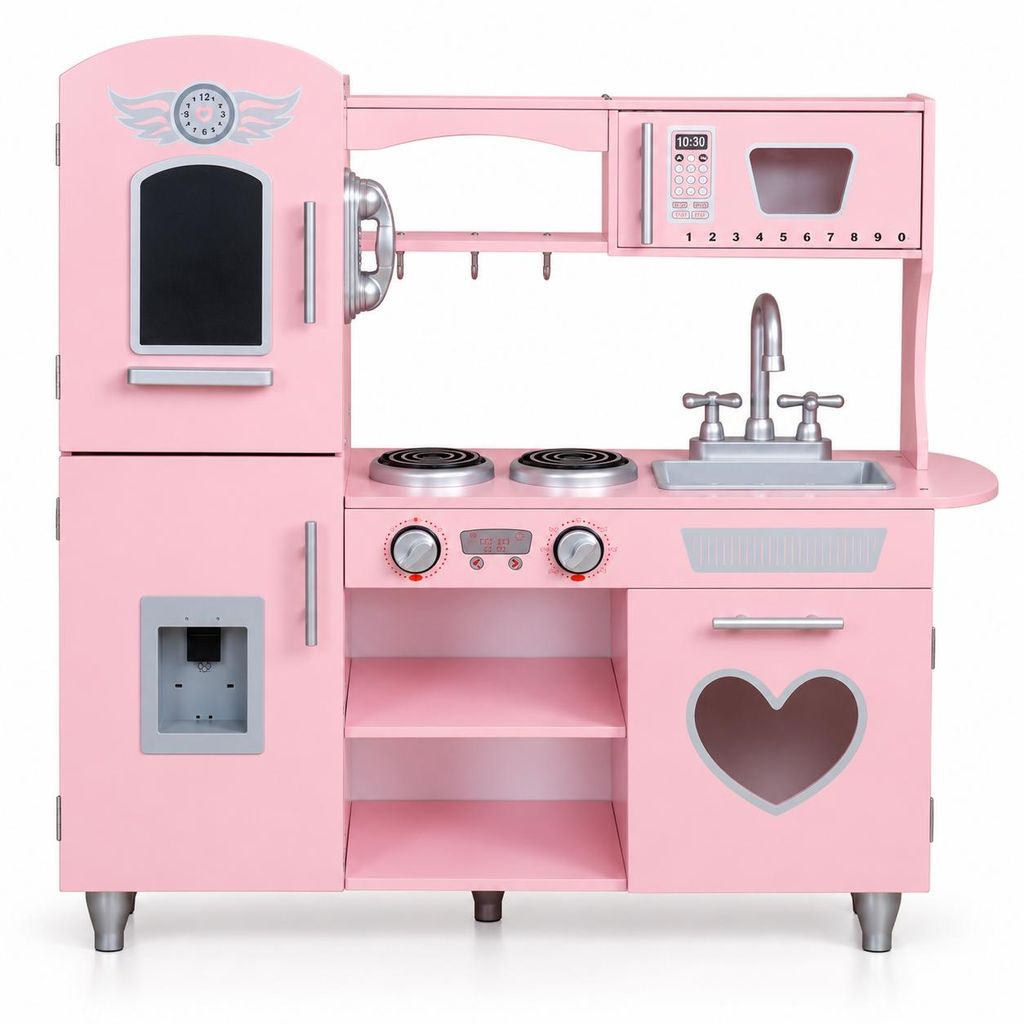 Rijoka Kinderküche aus Holz - Rosa mit Herz - Spielküche Produktbild 