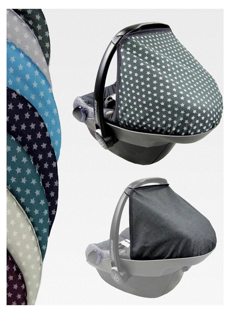Sonnenverdeck für Babyschale kompatibel mit Maxi Cosi Pebble Gruppe 0+ (dunkelgrau mit Sternen)