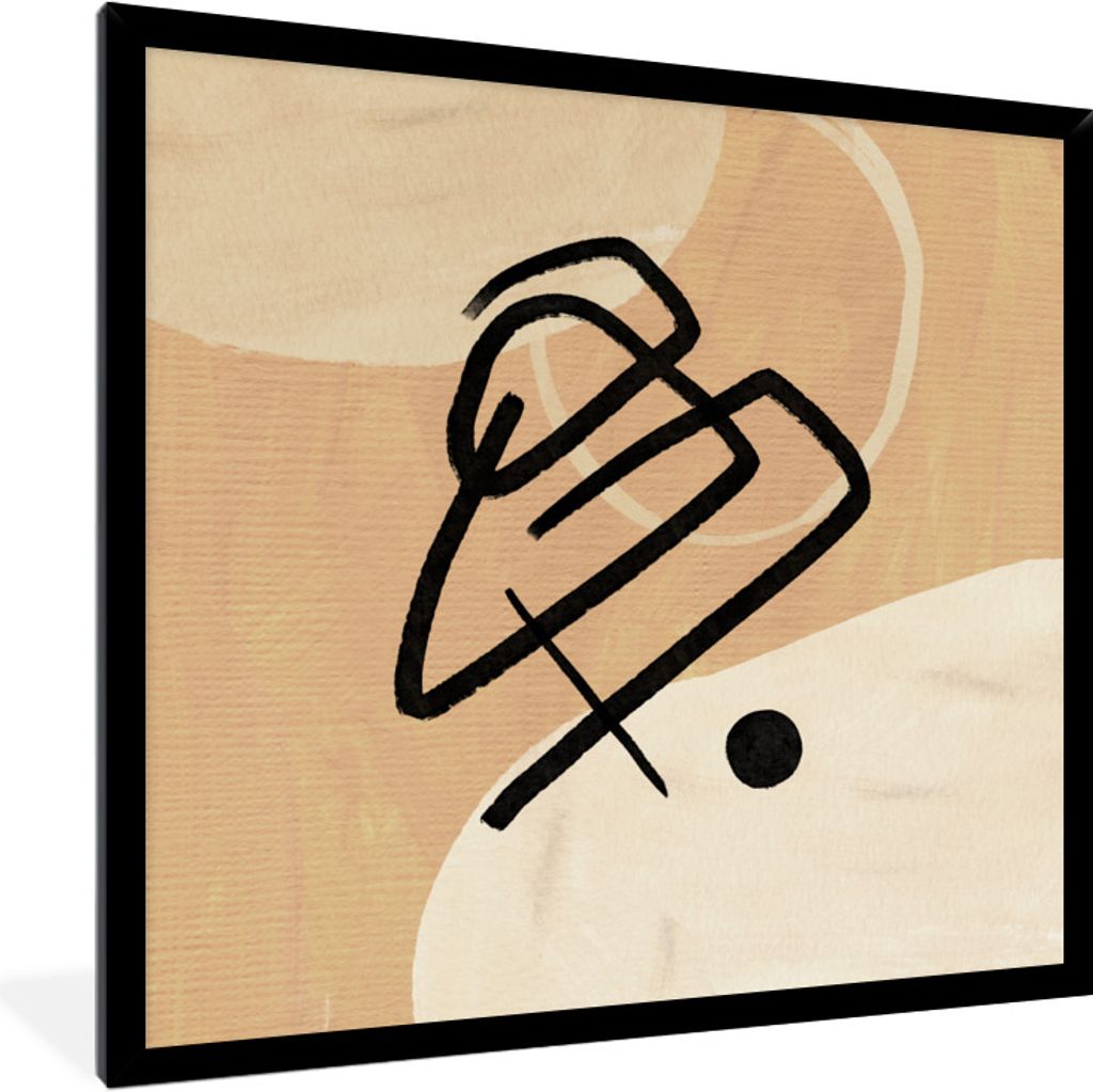 MuchoWow Gerahmtes Poster Design - Abstrakt - Schwarz - Braun 40x40 cm - Poster mit Schwarzem Bilderrahmen Wandposter Rahmen Foto Bilder - Mit Ra...