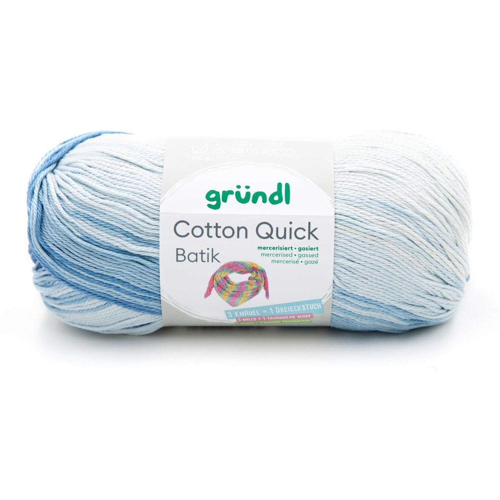 Gründl Wolle Baumwolle Quick Batik 100 g hellblau-mittelblau-dunkelblau