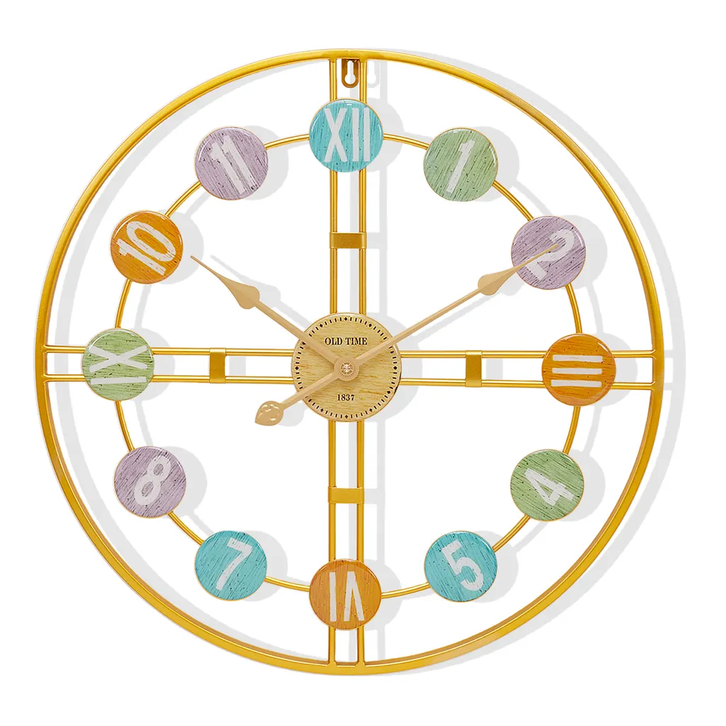 Grande Horloge de Salon 60cm Design Cadran Créatif Noir/Doré Yorbay