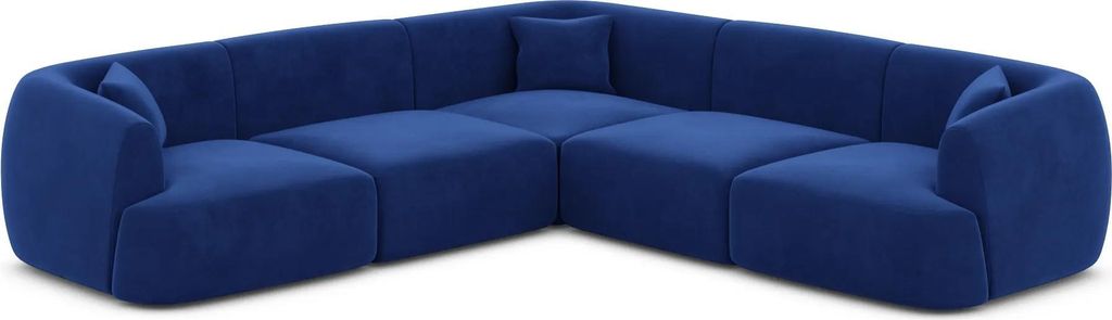 Samtstoff Ecksofa Elvira Königsblau