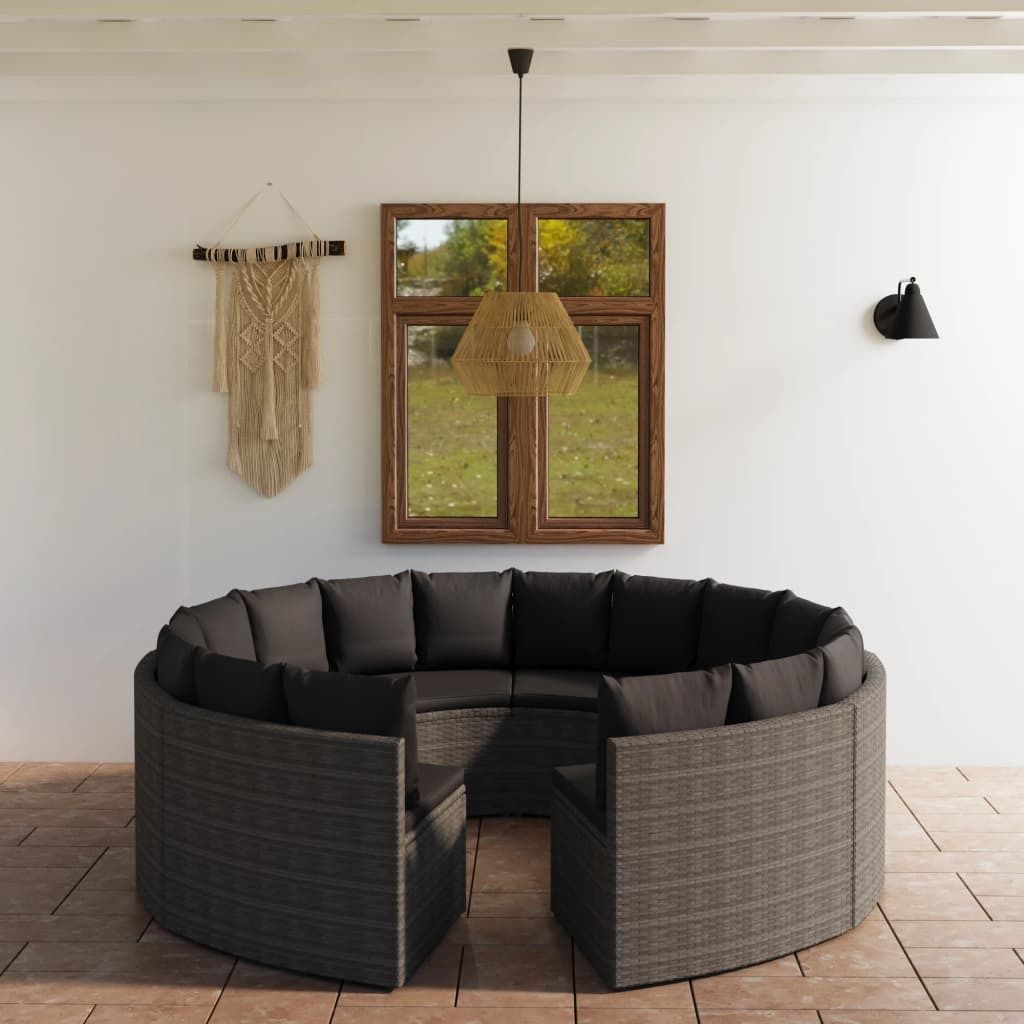 Maison Exclusive - 8-tlg. Garten-Sofagarnitur mit Auflagen Poly Rattan Grau