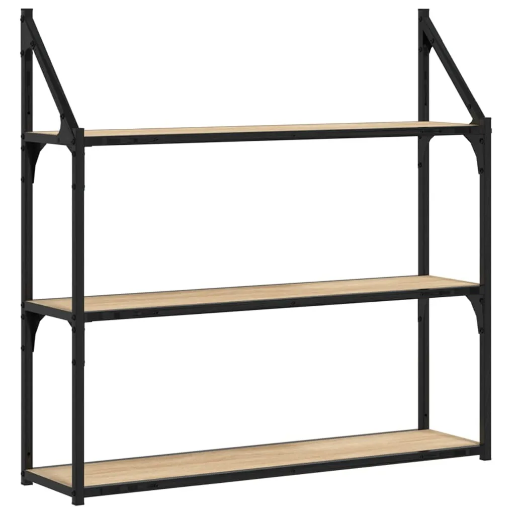 Scaffale Salvaspazio Rovere Sonoma 80x21x78,5 cm | Mobiletto Muro 3 Ripiani