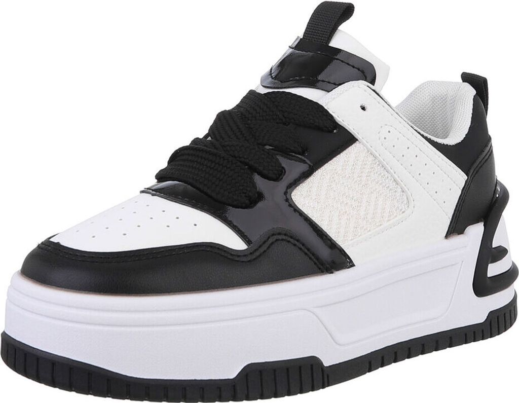 Ital-Design Damen Freizeitschuhe Textiloptik, Lederoptik Sneakers Low 88828474 Weiß Gr. 38