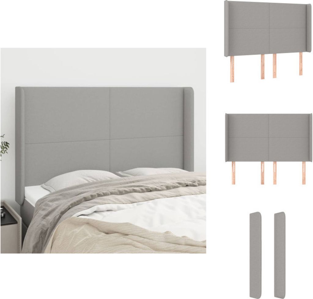 vidaXL Kopfteil mit Ohren Hellgrau 147x16x118/128 cm Stoff Produktbild 