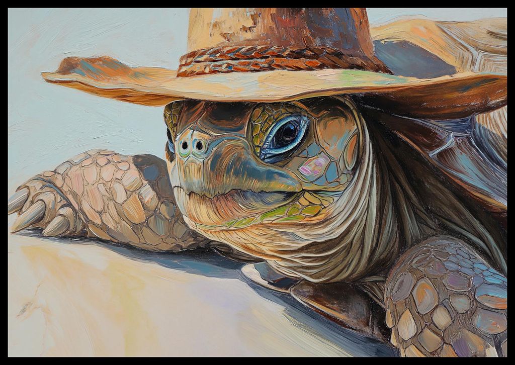 Plakat 66,5x46,5cm Schildkröte Hutträger