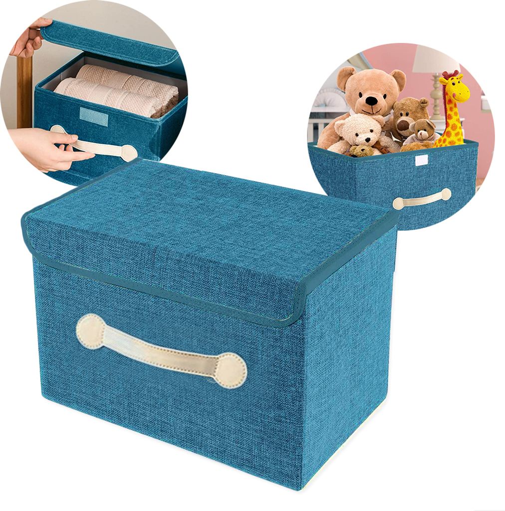 1x Aufbewahrungsbox mit Deckel Aufbewahrungstasche, Stoff Aufbewahrung Boxen für Bettdecken Kleidung Unterbett Kleiderschrank Organizer, 26.5x20x16cm