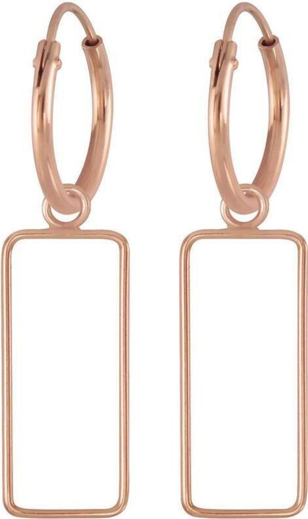 Creolen Vierecks-Anhänger aus 925 Silber Damen rosegold