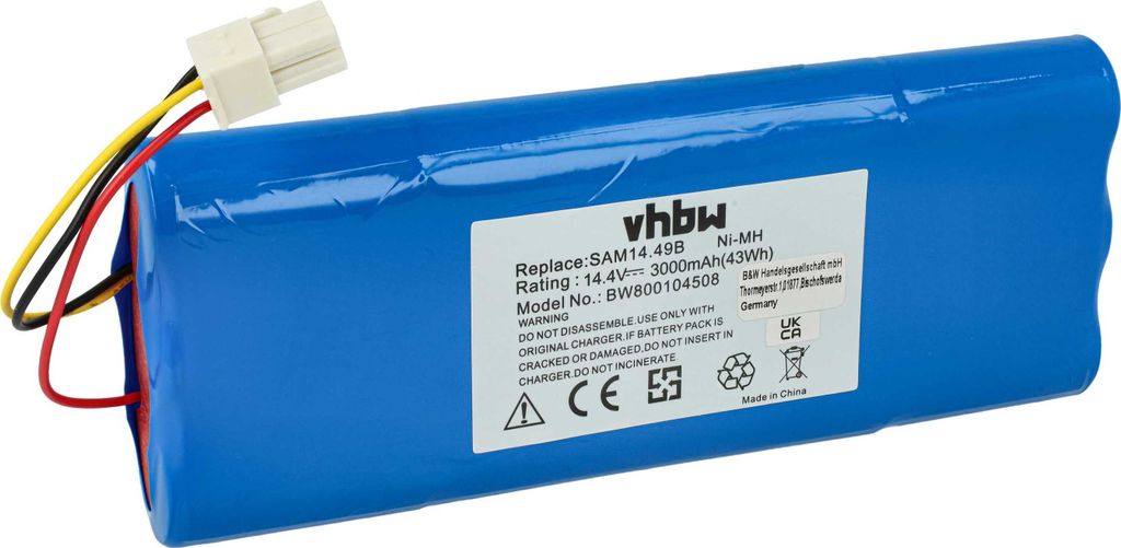vhbw Akku Ersatz für Samsung SAM14.49B für Staubsauger (3000 mAh, 14,4 V, NiMH)
