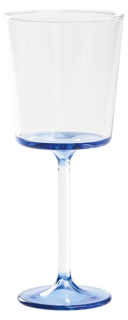 Discobolo Set aus 4 Rotweingläsern aus mundgeblasenem Borosilikatglas, blauer Boden, Fassungsvermögen 46,5 cl, elegantes Design für Weinproben