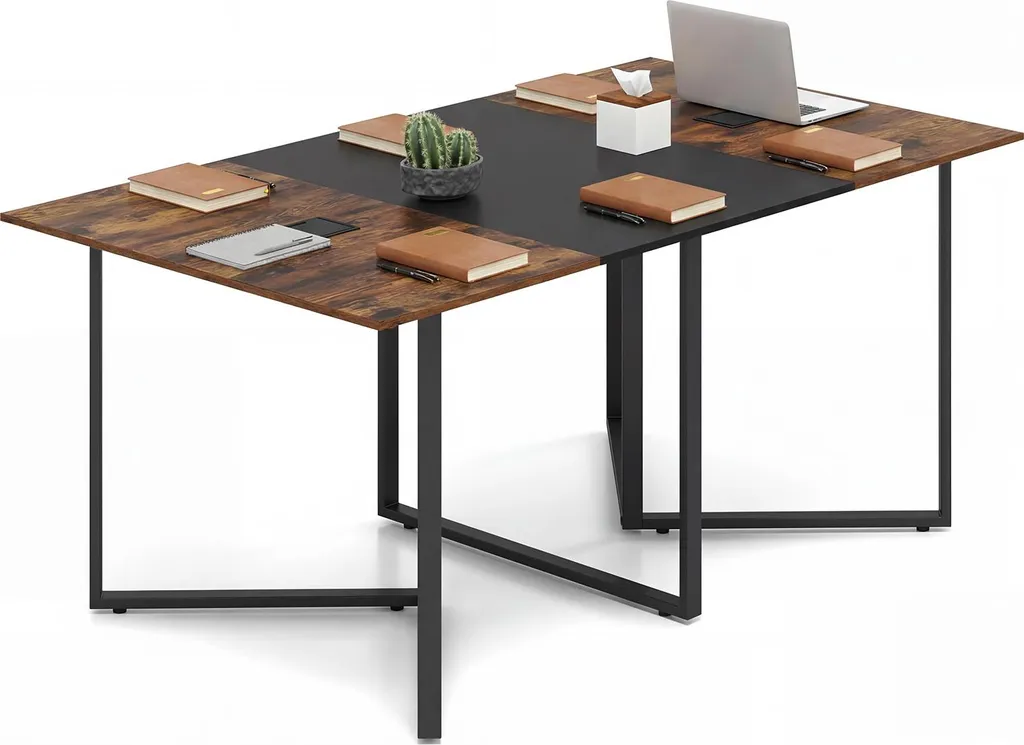 Grande table de réunion industrielle 180cm avec gestion des câbles