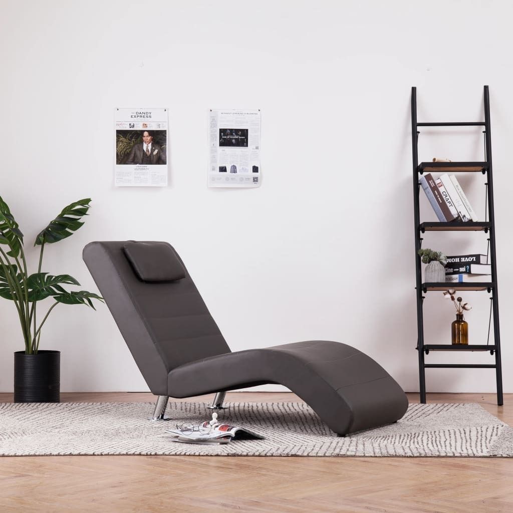 Möbel Chaiselongue mit Kissen Grau Kunstleder - Recamieren 281281