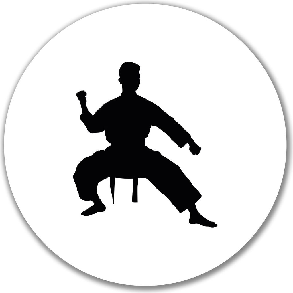 Huuraa Aufkleber Taekwondo Silhouette 10cm rund Sticker Geschenkidee