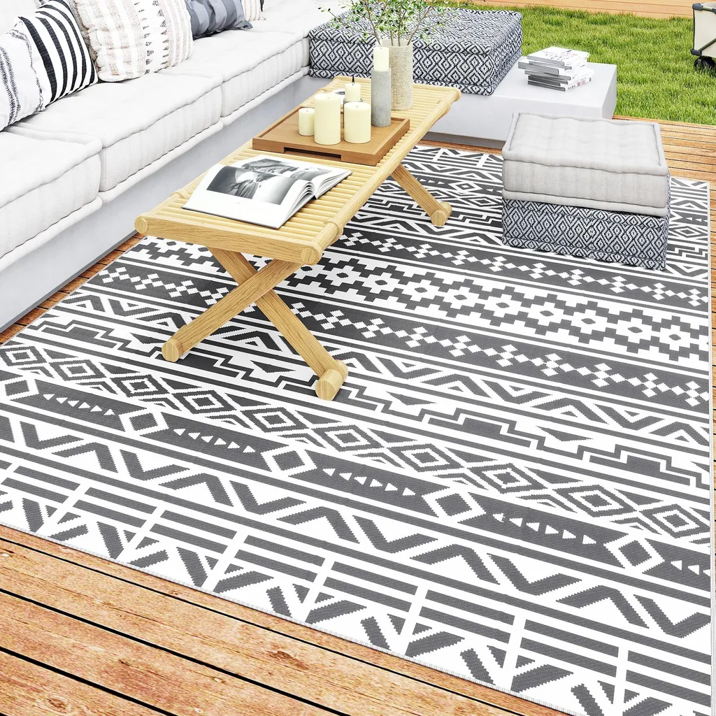 Tapis de terrasse design Boho-Style résistant à l'eau et aux UV Outsunny