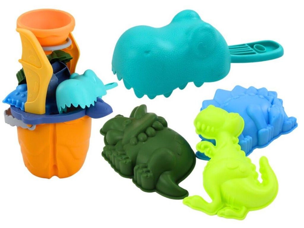 Leantoys Zestaw Do Piasku Dinozaur Lejek M?ynek Foremki ?opatka 7 ele.