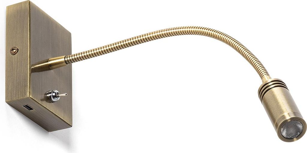 LED Wandleuchte 2.5W Metall mit USB Anschluss Apsley Gold