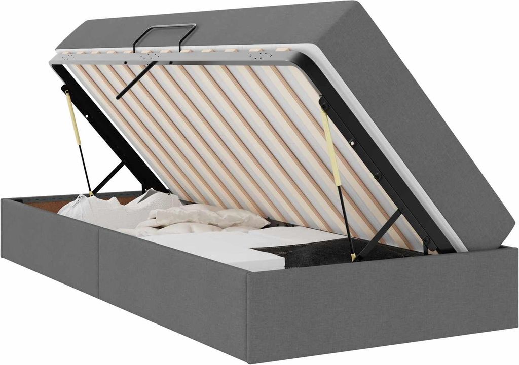 vidaXL Aufbewahrungsbett mit Matratze Dunkelgrau 90 x 190 cm Polyester