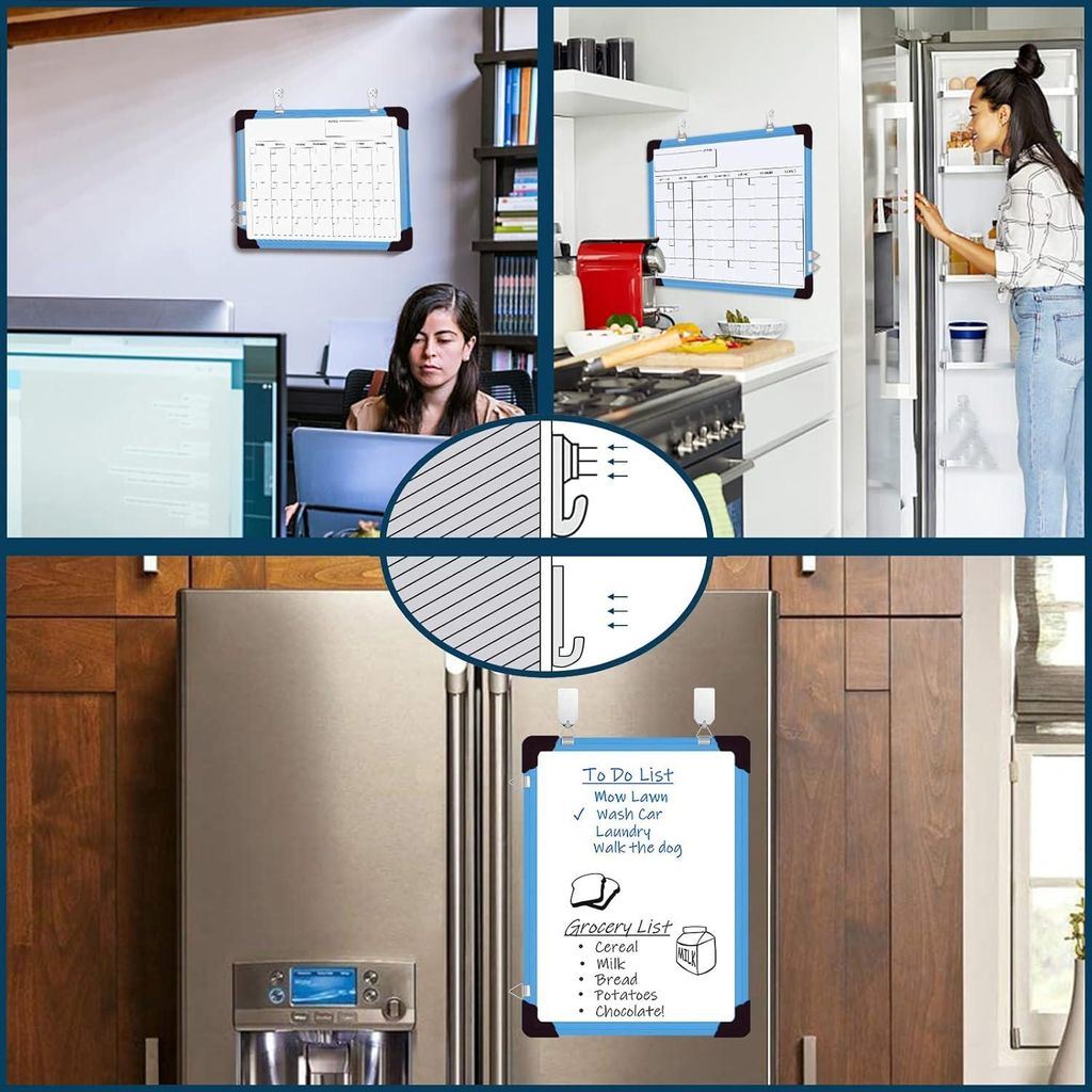 40 x 30 cm Magnetboard Whiteboard Kalender hängend doppelseitig - Planungslisten Zeichnen Schule Zuhause Büro - Blau