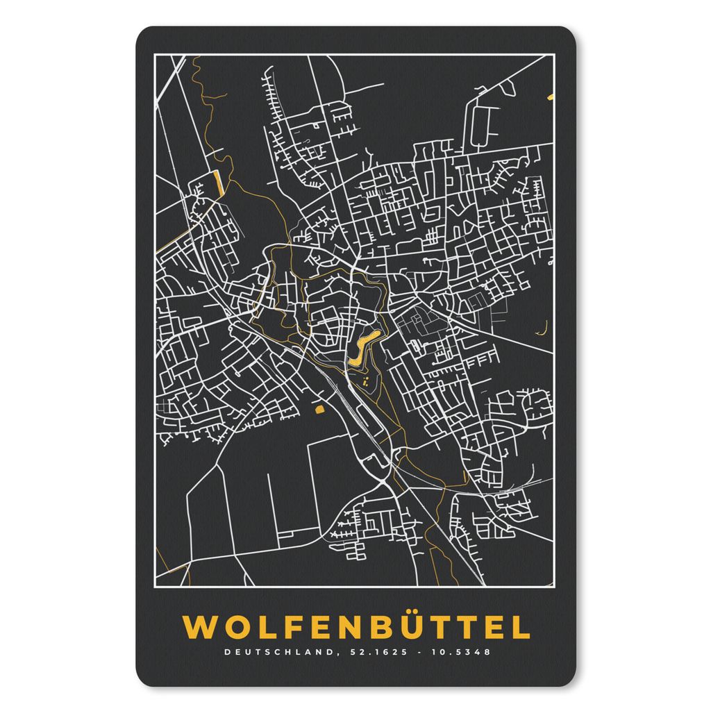 MuchoWow Mauspad Mousepad Deutschland - Schwarz und Gold - Wolfenbüttel - Stadtplan - Karte 40x60 cm - Mousepads - Maus Mat - Pad - Mausunterlag...