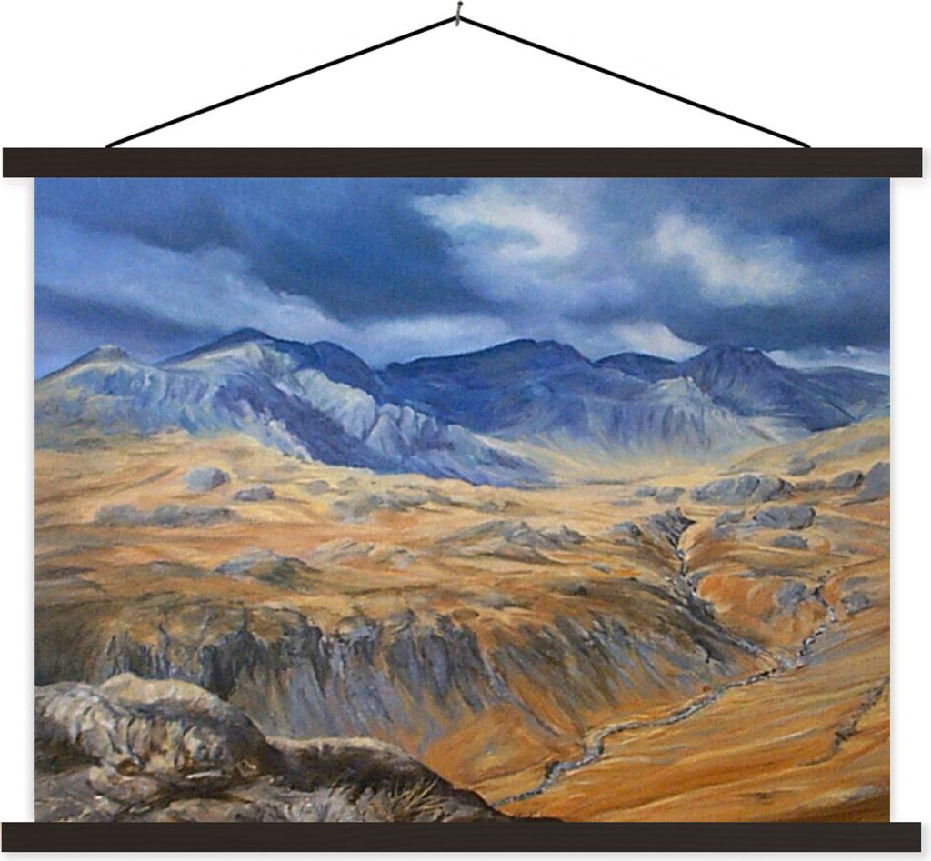 MuchoWow Textilposter Öl des englischen Lake District 150x113 cm mit schwarzem Rahmen - Wohnzimmer