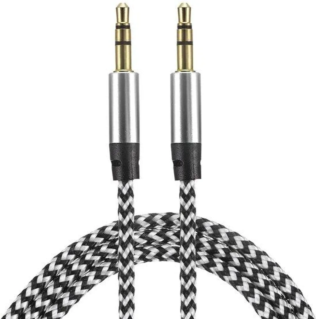 Câble Jack 3,5 mm Anti-Nœuds en Nylon Argent 1m pour Son Stéréo Pur