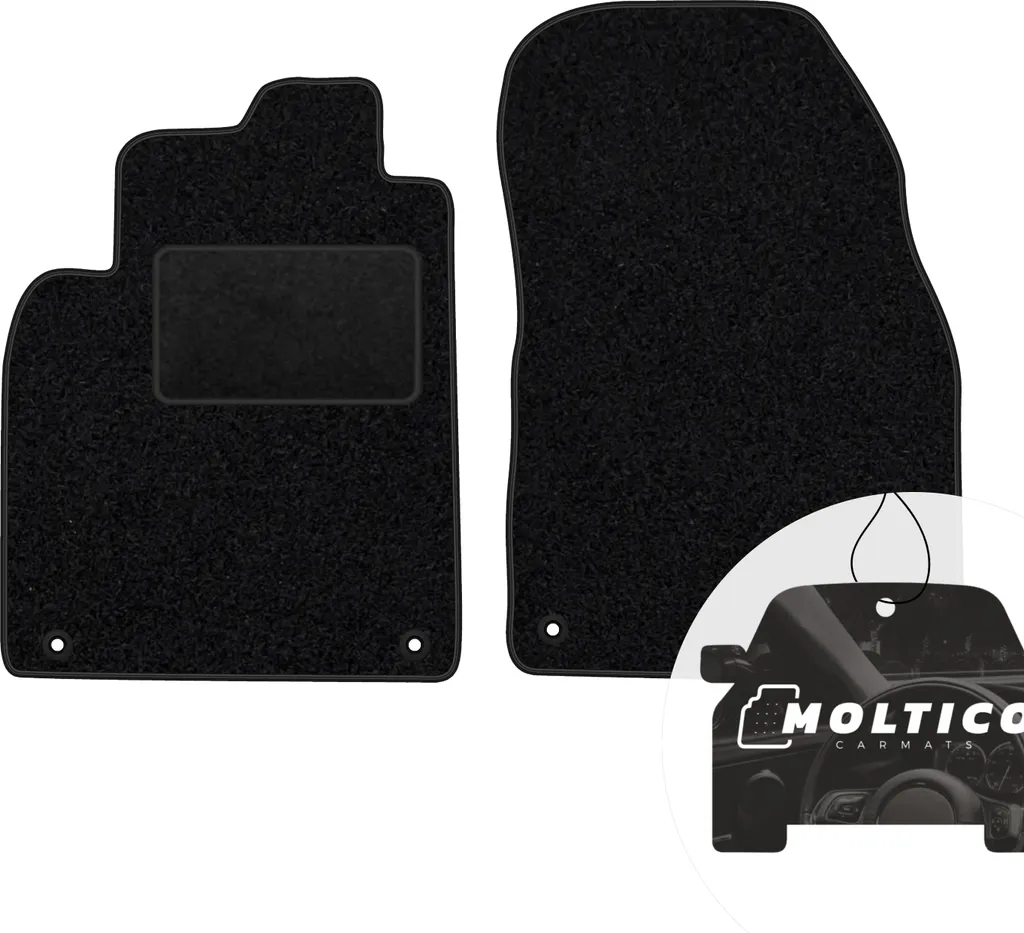 moto-MOLTICO tappetini anteriori auto velours tappetini auto nero set tappetini 2 pezzi adatto per Saab 93 II 2002-2011