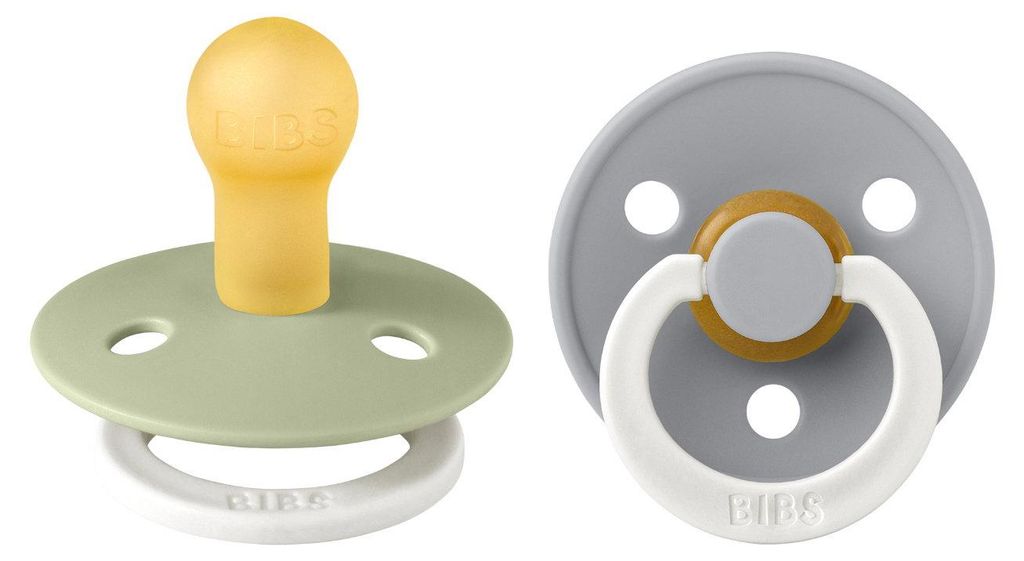 BIBS Colour Glow Schnuller 2er-Pack, BPA-frei. Leuchtet im Produktbild 