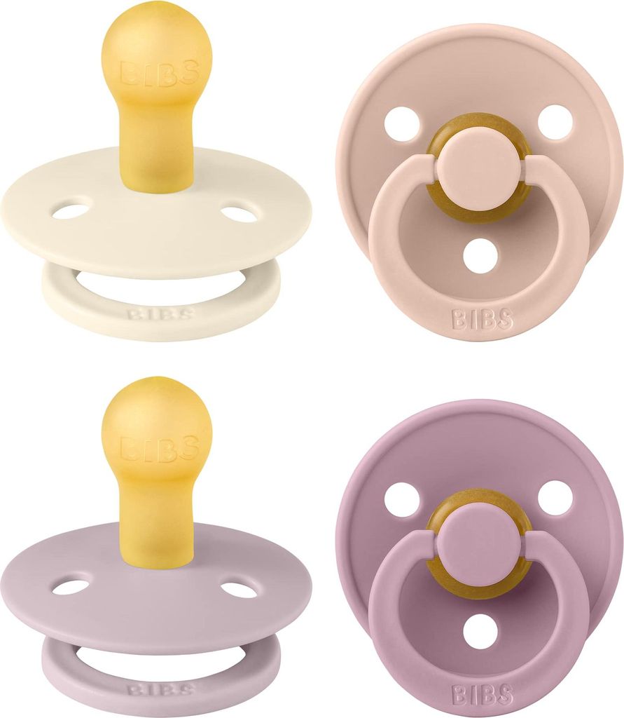 BIBS Colour Schnuller 4er-Pack, BPA-frei, Kirschform Nippel. Naturkautschuk/Latex, Hergestellt in Dänemark. 0-6 Monate (4er Pack), Baby Girl Colou...