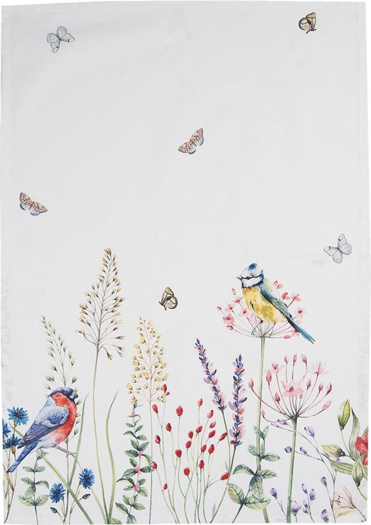 Clayre & Eef Geschirrtuch 50x70 cm Weiß Grün Baumwolle Produktbild 