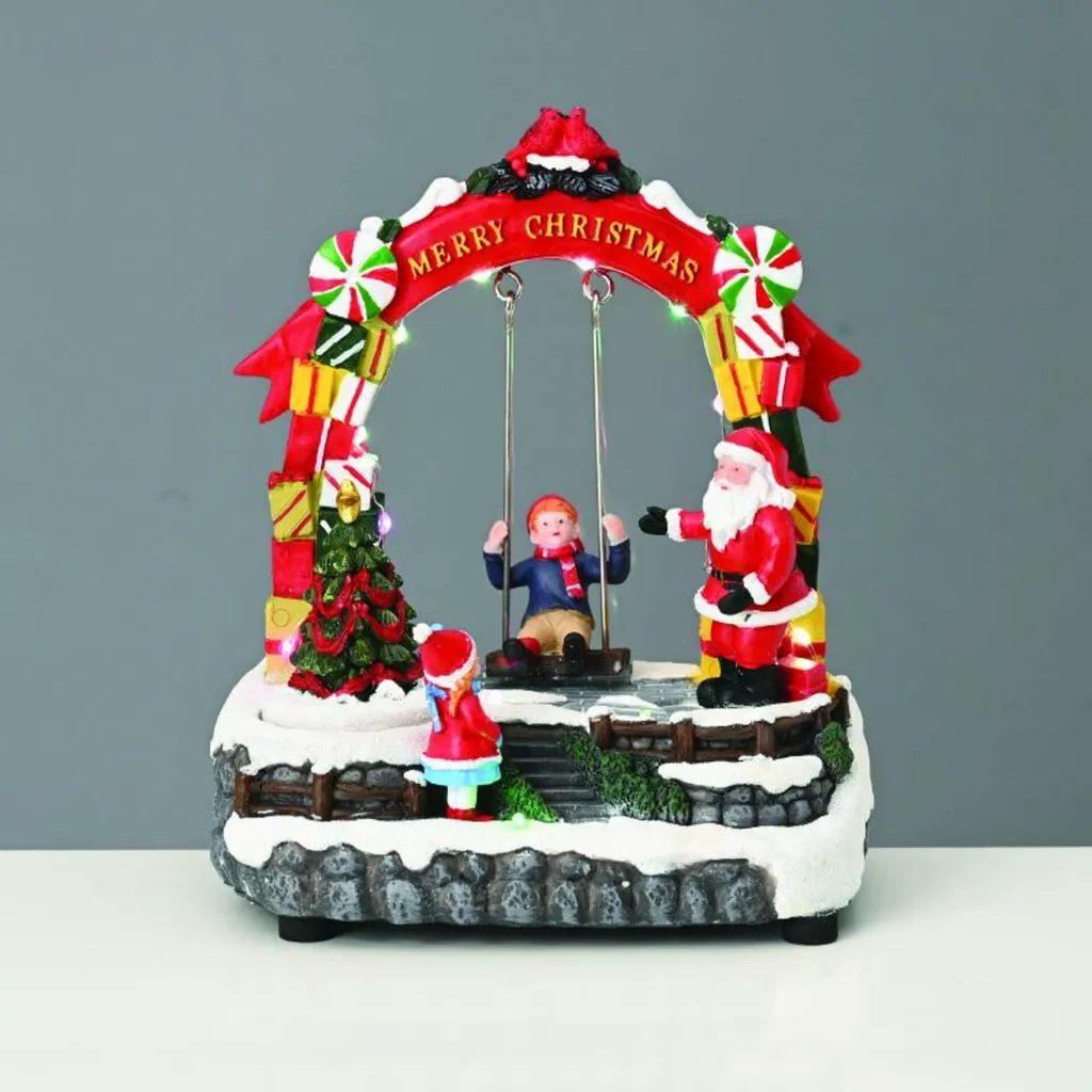 Décoration de Noël lumineuse ACA X0343 balancelle et sapin LED 22cm