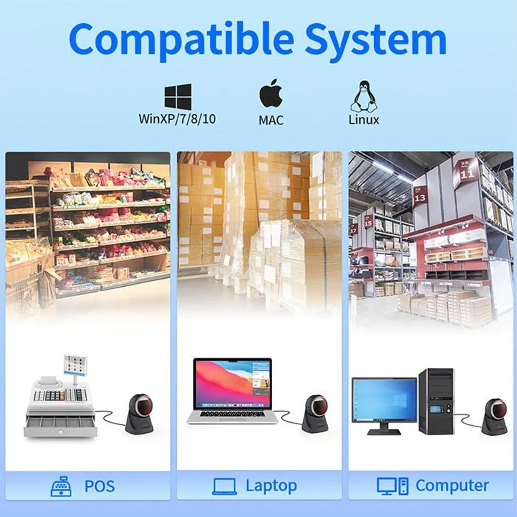 Scanner de Code-Barres Fixe 2D et QR Code Qoltec pour Comptoir de Vente - 6