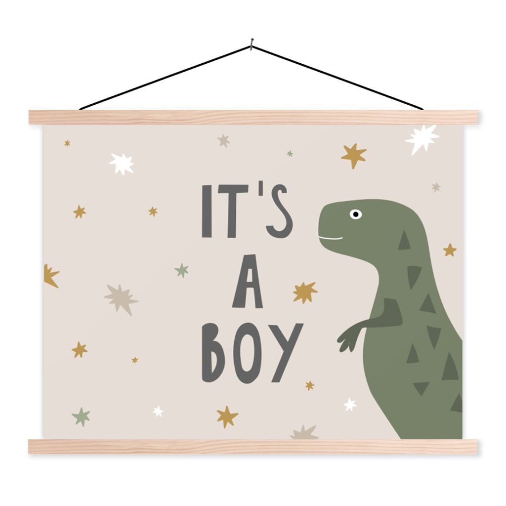 MuchoWow Textilposter Sprichwörter - Junge - Es ist ein Junge - Zitate - Kinder - Kinder 40x30 cm mit holzfarbenen Rahmen - Bilder