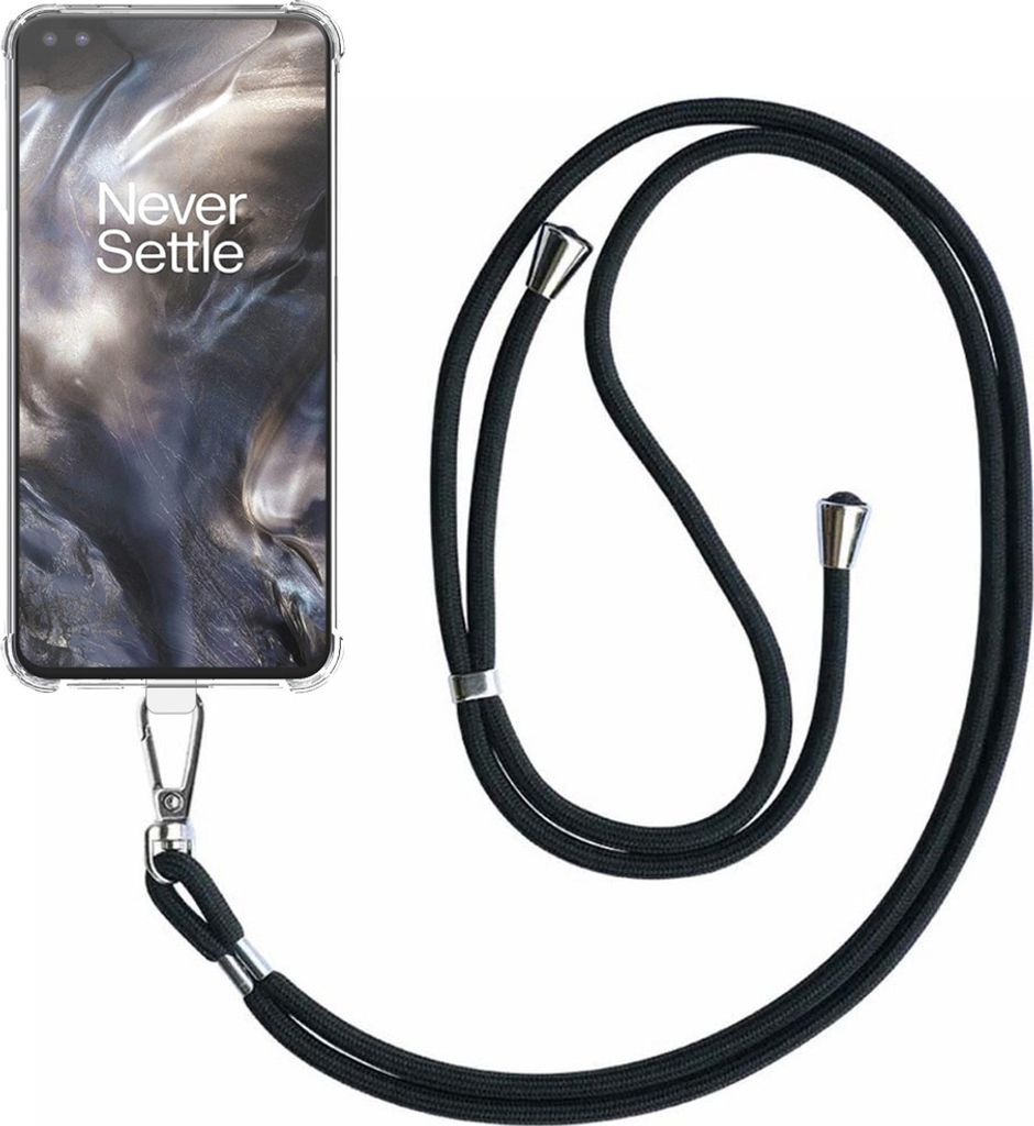 Handytasche passend für OnePlus Nord Transparent ShockProof mit abnehmbarem Universal-Telefonkabel - Cover Case Silikon ShockProof mit Lanyard - S...